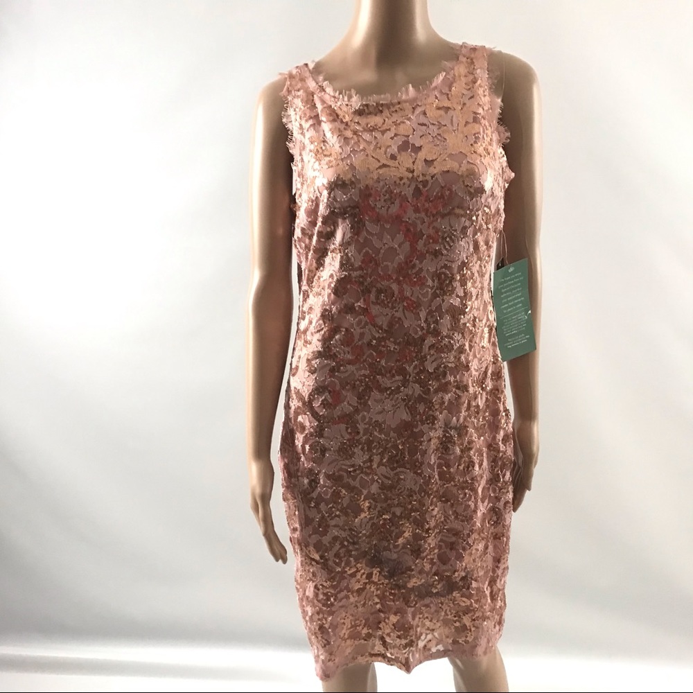 Marina Cocktail Pink Sequin Glitter Lace Dress 8